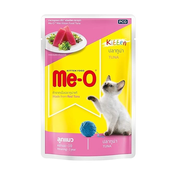 Me-O Pouch Kitten Wet Food Tuna in Jelly 80 G, (Pack of 12)